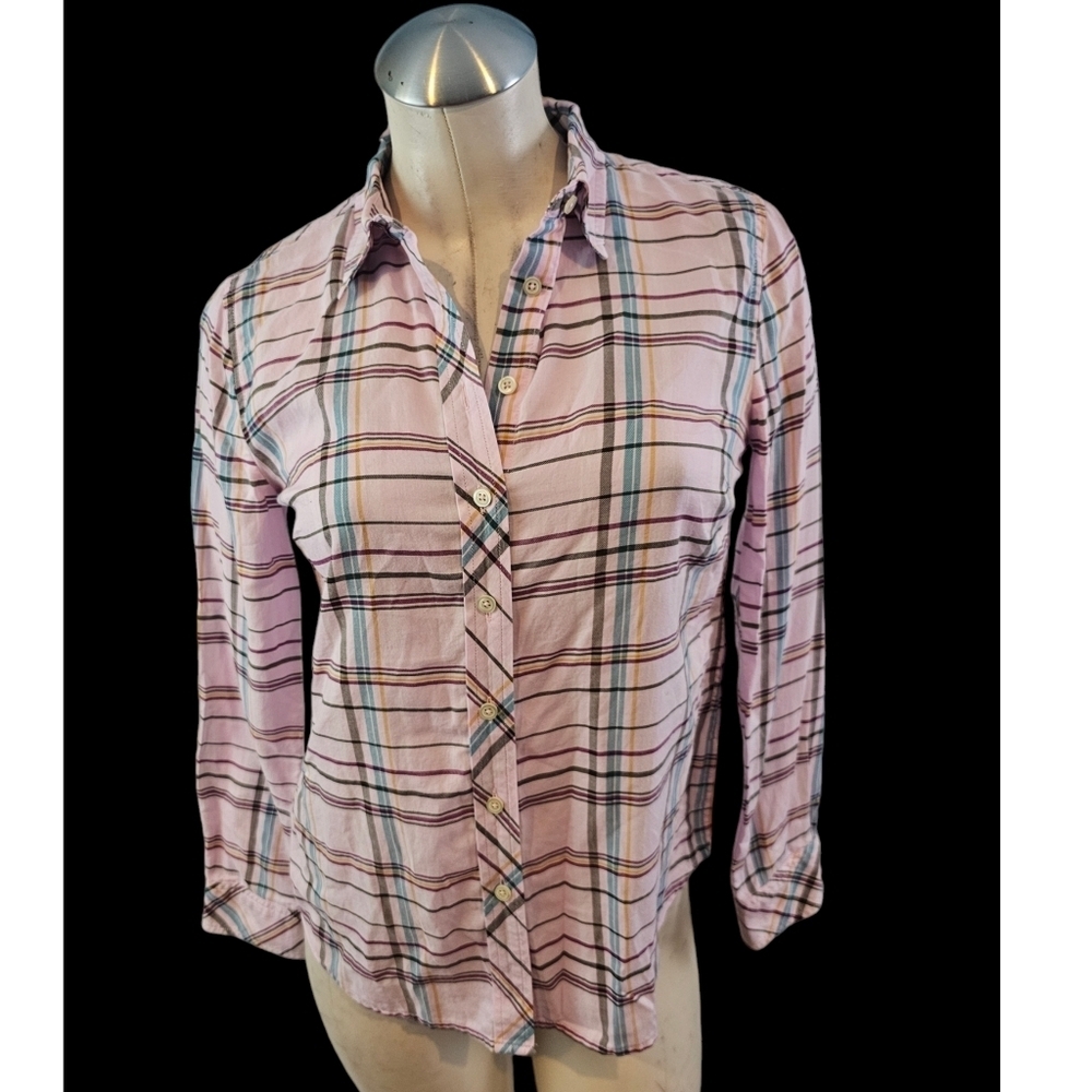 Talbots Size P Plaid Button Down Shirt